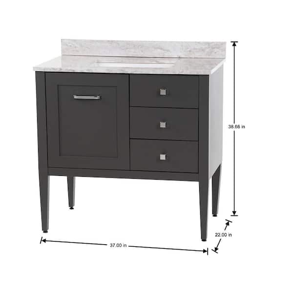 Hensley 37 in. Single Sink Shale Gray Bath Vanity with Winter Mist Cultured Marble Top (Assembled)