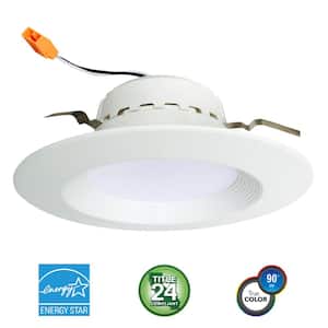 4 in. 75-Watt Equivalent 13-Watt, Matte White Dimmable Recessed Integrated LED Downlight Trim