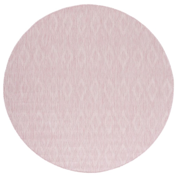 Courtyard Pink 7 ft. x 7 ft. Solid Color Diamond Indoor/Outdoor Round Area Rug