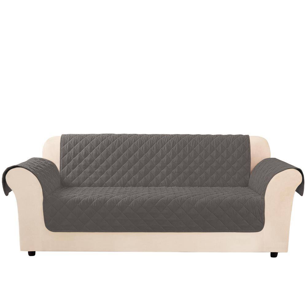 Gray Quilted Non-Slip Water Resistant Sofa Cover