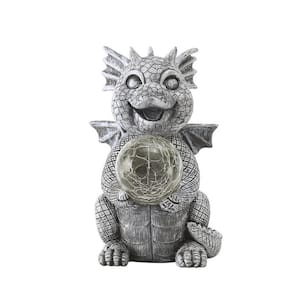 Gray Resin Solar Dragon Garden Statue