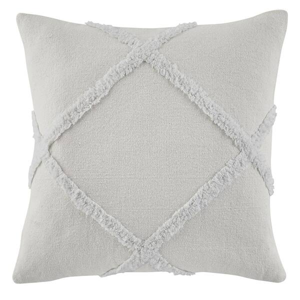 Cream Geometric Diamond 18 in. x 18 in. Square Decorative Throw Pillow