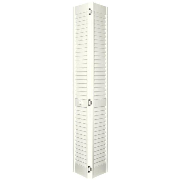 Home Fashion Technologies 24 in. x 80 in. 2 in. Louver/Louver Behr Off White Solid Wood Interior Closet Bi-fold Door