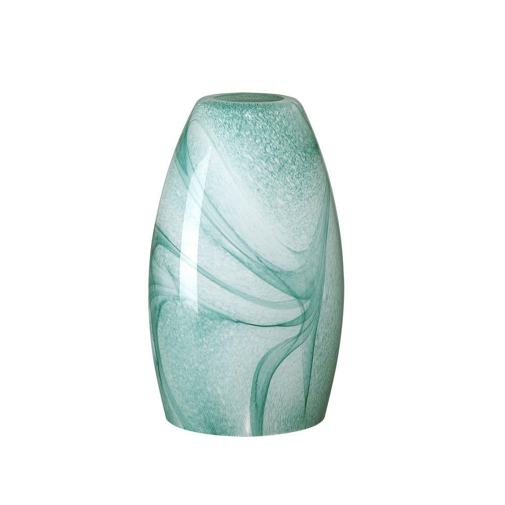 7.64 in. Green Art Glass Drum Pendant Light Shade with 1.65 in. Lip Fitter 