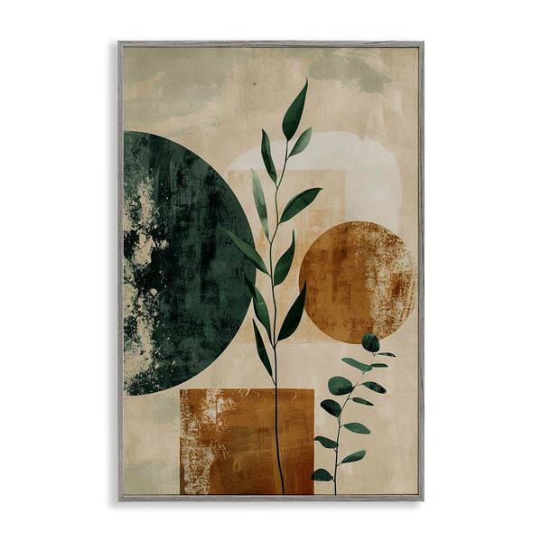 Stupell Industries Rustic Sprigs & Shapes by LSR Design Studio Gray Framed Nature Giclee Art Print 18 in. x 12 in.
