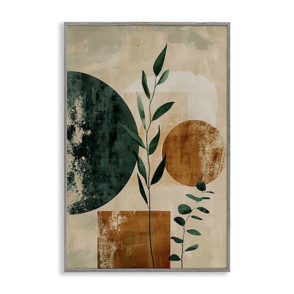 Stupell Industries Rustic Sprigs & Shapes by LSR Design Studio Gray Framed Nature Giclee Art Print 24 in. x 16 in.