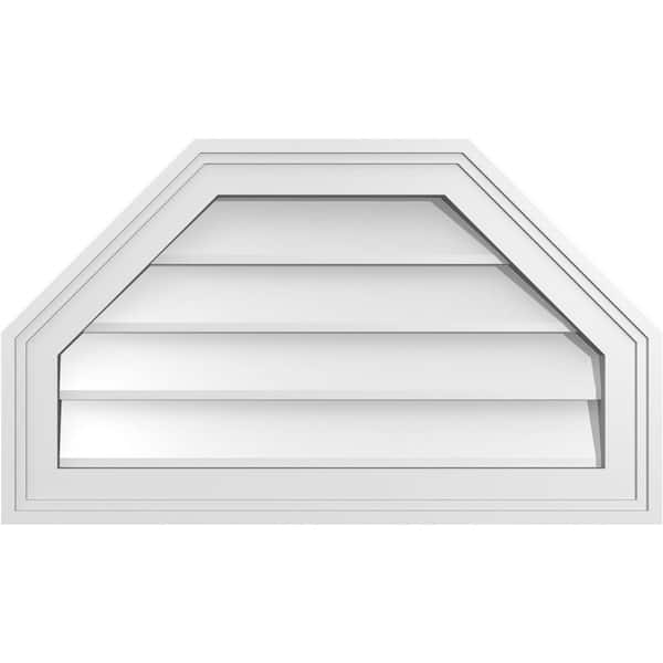 Ekena Millwork 24 in. x 14 in. Octagonal Top Surface Mount PVC Gable Vent: Decorative with Brickmould Frame