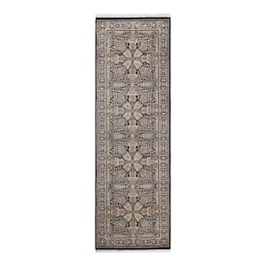 One-of-a-Kind Traditional Black 2 ft. x 8 ft. Hand Knotted Oriental Area Rug