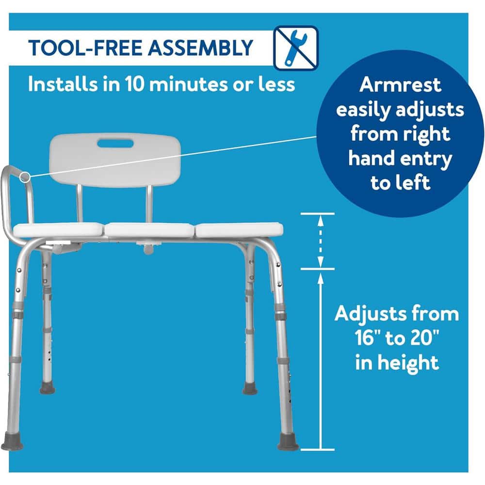 White Adjustable Plastic Bathtub Transfer Bench