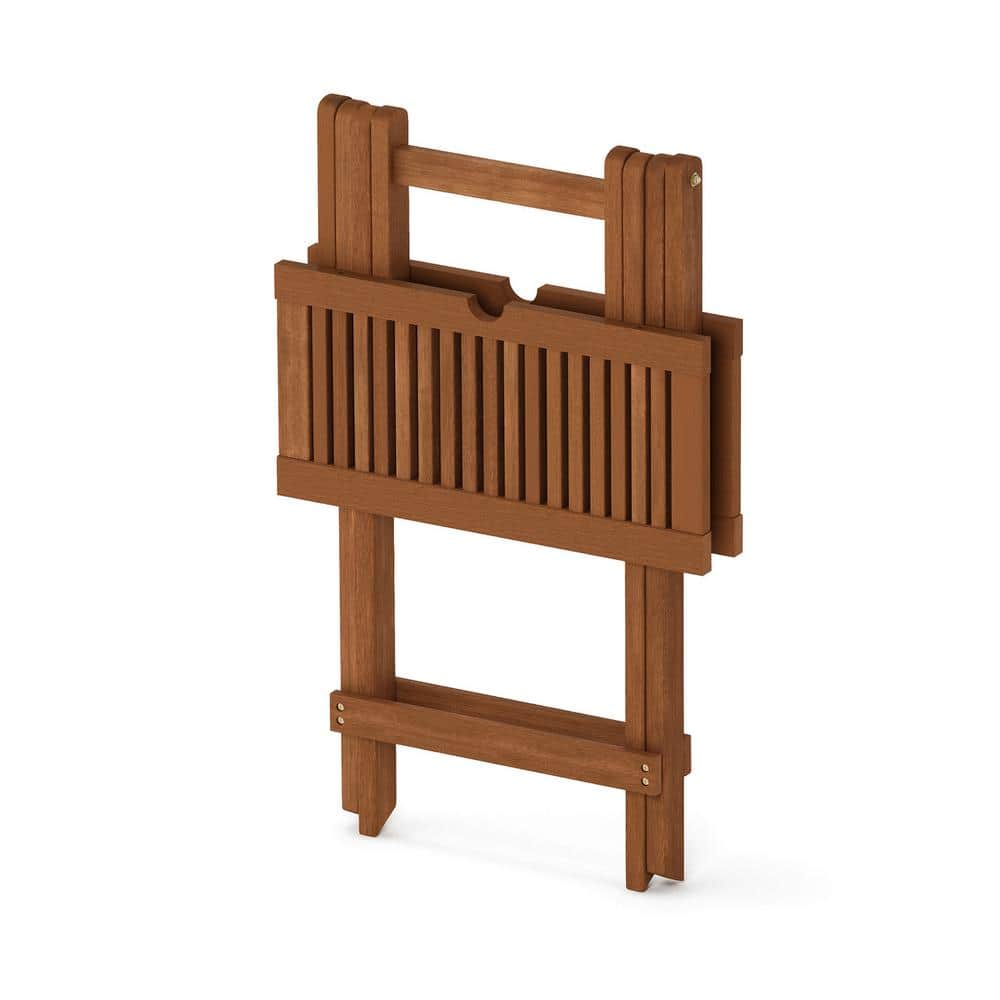 Tioman Medium Brown Wood Folding Outdoor End Table