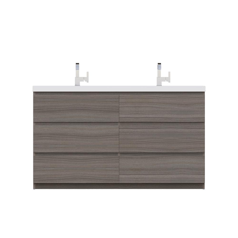 Paterno 60 in. W x 19 in. D Double Bath Vanity in Gray with Acrylic Vanity Top in White with White Basin price history on PriceWatchPro