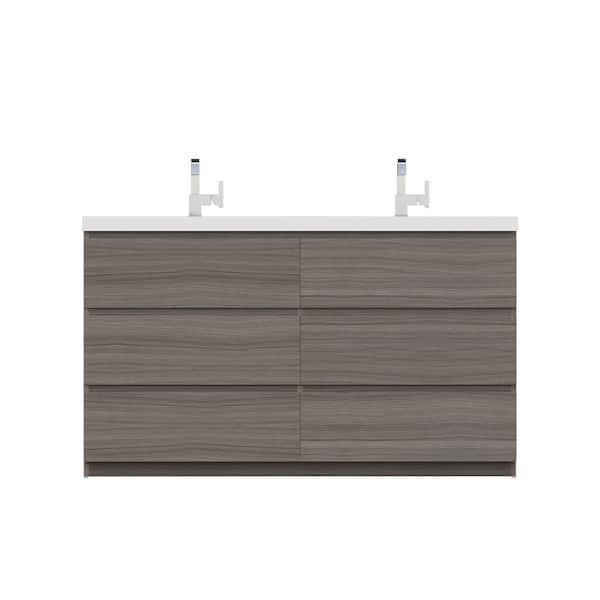 Paterno 60 in. W x 19 in. D Double Bath Vanity in Gray with Acrylic Vanity Top in White with White Basin