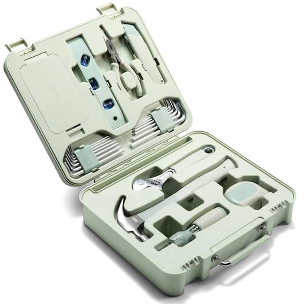 Modern 28-Piece Home Tool Kit with Tool Box and Phone Holder