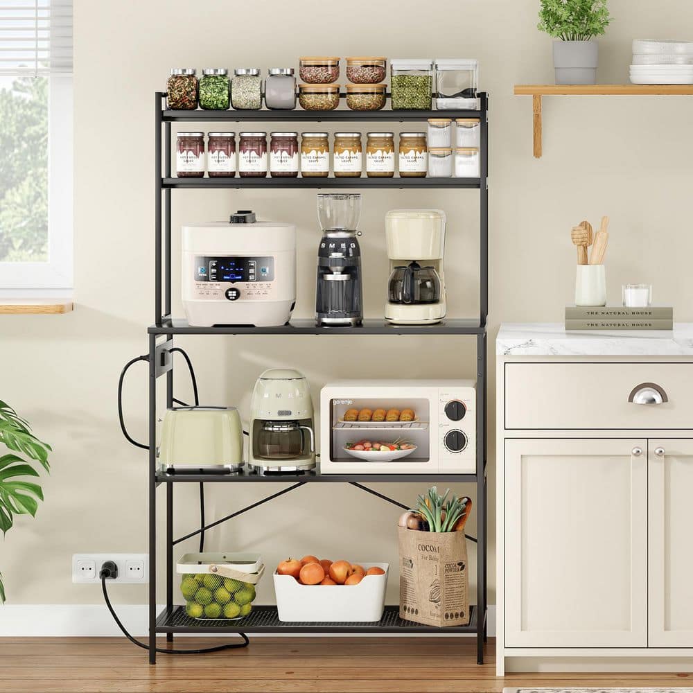 GOGEXX 5-Tier Black Metal Household Shelving Unit/Bakers Rack