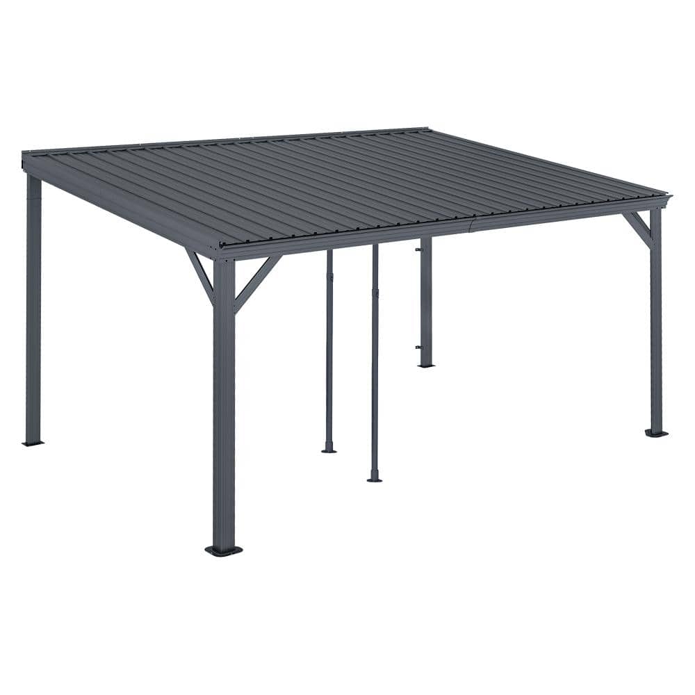 10 ft. x 14 ft. Gray Hardtop Wall Mounted Gazebo with Sloping Galvanized Steel Roof, Drainage System price history on PriceWatchPro