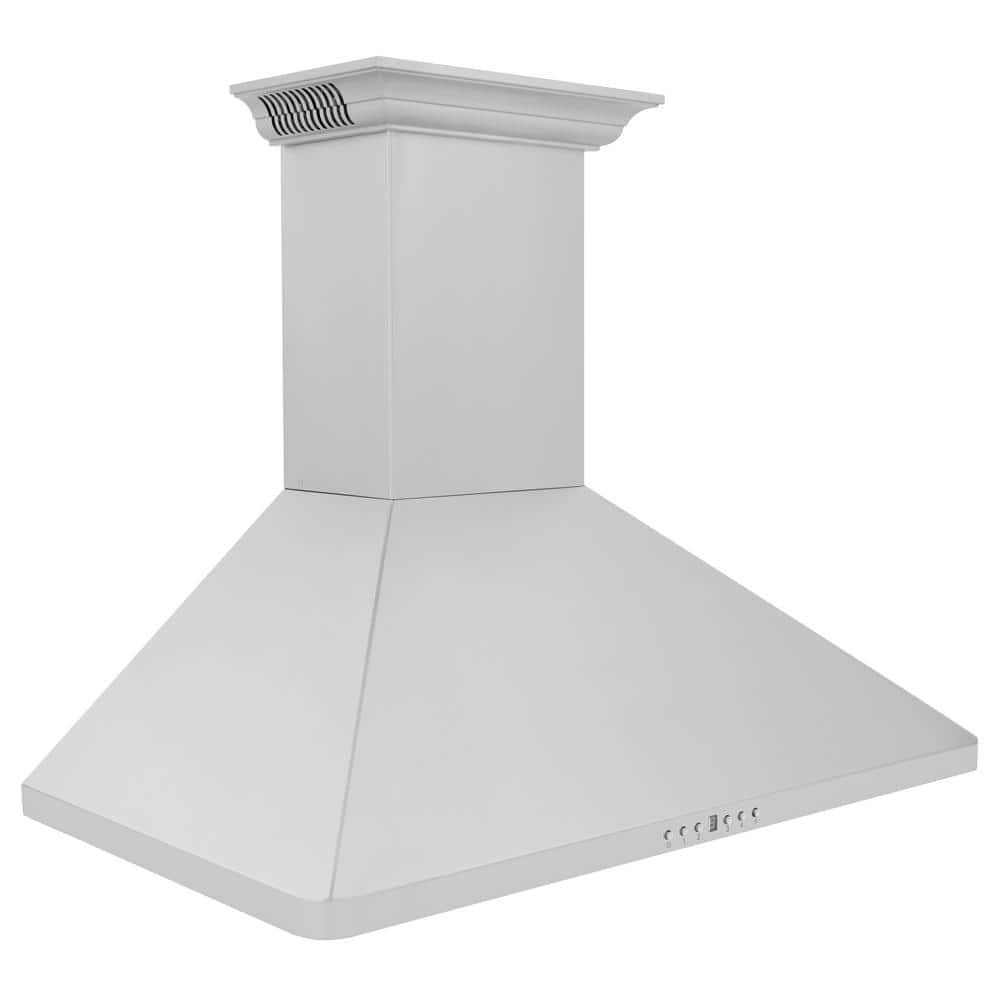 36 in. 400 CFM Ducted Vent Wall Mount Range Hood in Stainless Steel with Built-in CrownSound Bluetooth Speakers