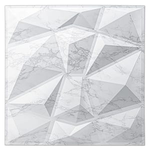 19.7 in. x 19.7 in. White Marble Diamond Design Textures 3D PVC Wall Panels for Interior Wall Decor (32 sq. ft./Case)