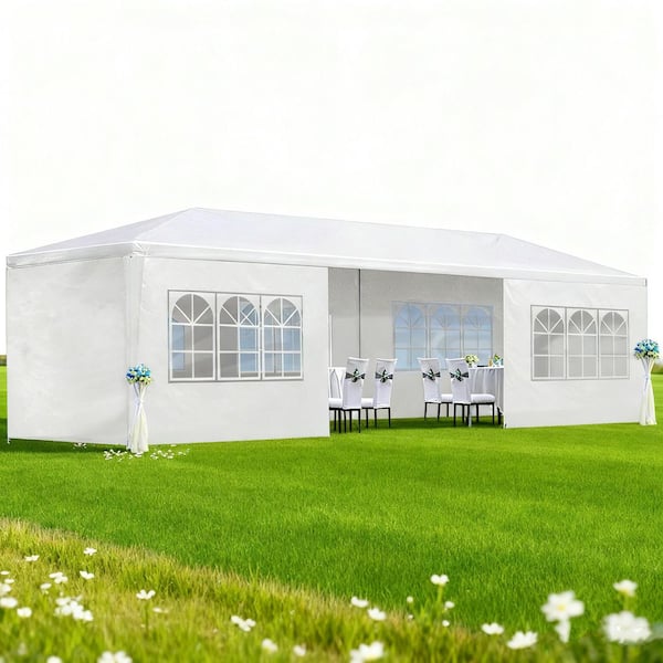 10 ft. x 30 ft. White Outdoor Wedding Party Canopy Tent with 8 Removable Sidewalls