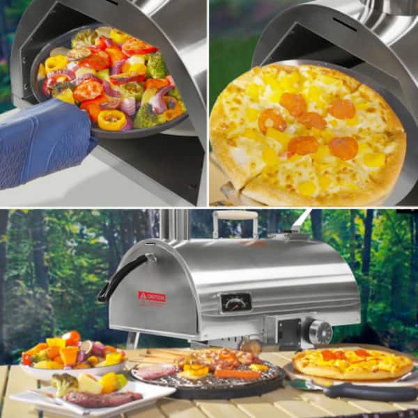 Clihome 12 Automatic Rotatable Wood Fired Outdoor Pizza Oven