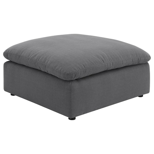 Coaster Hobson Charcoal Performance Fabric Upholstered Square Ottoman