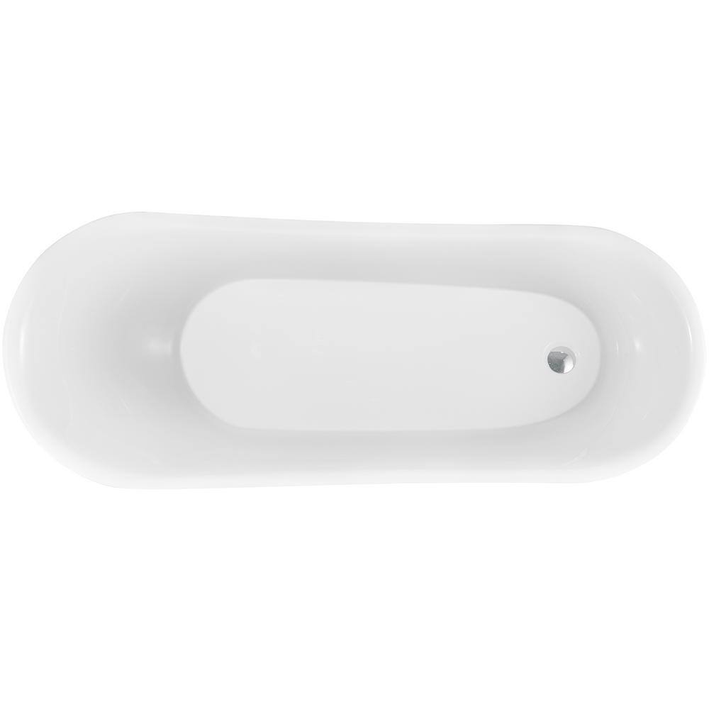 69" Black Acrylic Clawfoot Soaking Bathtub with Silver Feet
