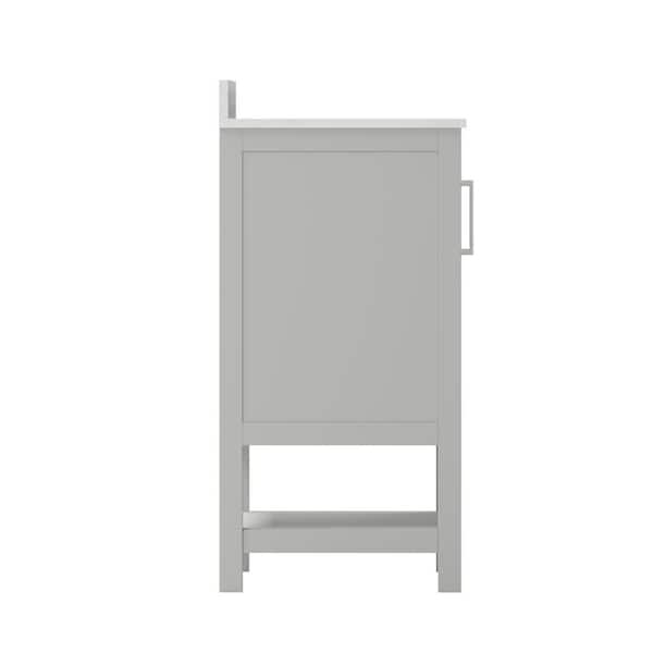 30 in. W x 19 in. D x 38 in. H Single Sink Freestanding Bath Vanity in Gray with White Stone Top
