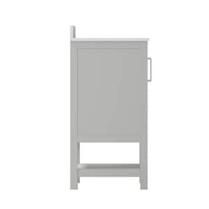 30 in. W x 19 in. D x 38 in. H Bathroom Vanity in Gray with White Stone Top