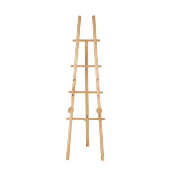 Light Brown Wood Tall Adjustable 3 Tier Easel with Chain Support
