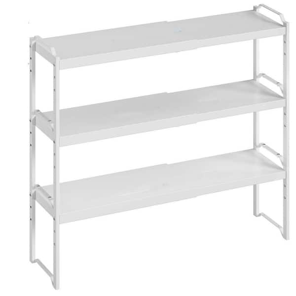3-Pack Stackable Expandable Kitchen Cabinet Organizer Shelf, Adjustable Pantry Storage Rack for Countertop Cupboard