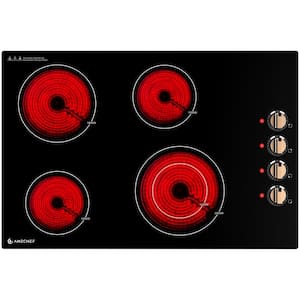 30 in. 4 Elements Ceramic Electric Cooktop in Black with Hot Surface Indicator and ETL/FCC Certified