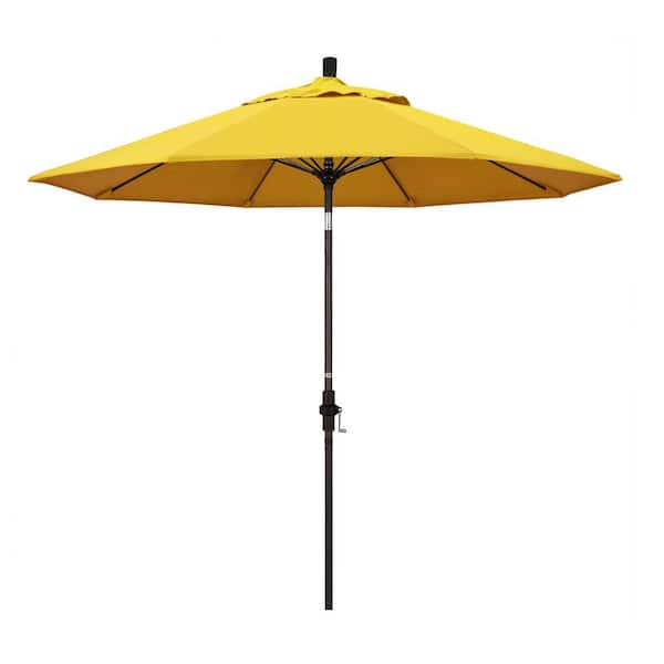 California Umbrella 9 ft. Fiberglass Collar Tilt Patio Umbrella in Lemon Olefin