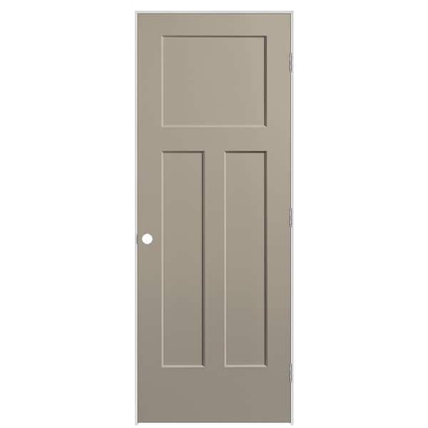 Masonite 30 in. x 80 in. 3-Panel Winslow Left-Hand Solid Core Smoked Tan Molded Composite Single Prehung Interior Door