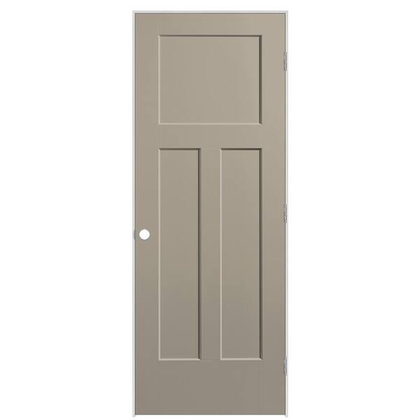 Masonite 30 in. x 80 in. 3-Panel Winslow Left-Hand Hollow Core Smoked Tan Molded Composite Single Prehung Interior Door