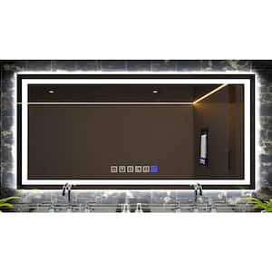 36 in. W x 72 in. H LED Modern Rectangle Frameless Decorative Mirror Wall Mounted Anti-Fog and Dimmer Touch Sensor