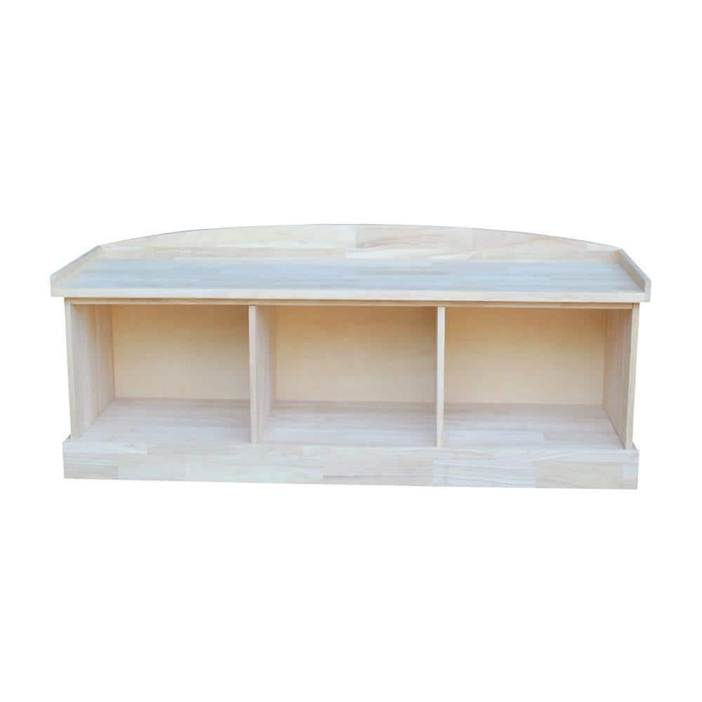 White Wood Coastal Storage Bench with Plinth Base