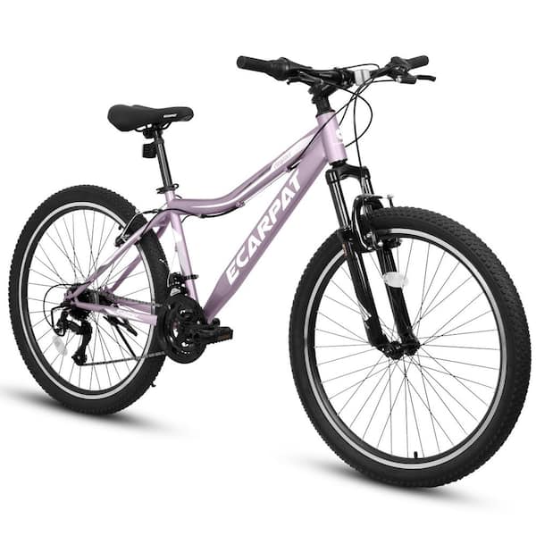 26 in. Purple 21-Speed V-Brake, Front Suspension, Carbon Steel Frame Mountain Bike For Teenagers Girls Women Bicycles