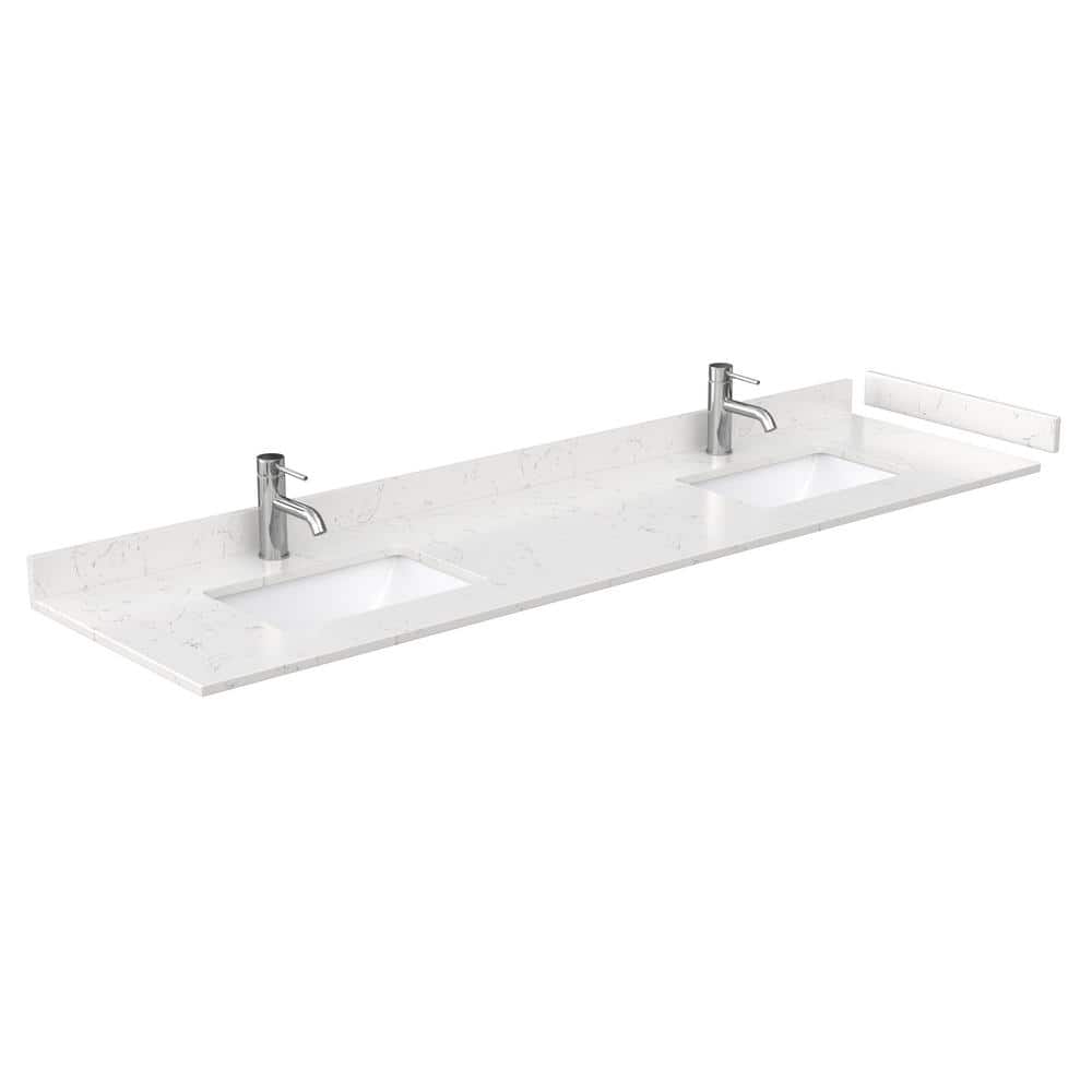 Avery Dark Blue 80'' Double Vanity with Light-Vein Carrara Marble Top