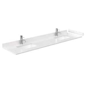 80 in. W x 22 in. D Cultured Marble Double Basin Vanity Top in Light-Vein Carrara with White Basins