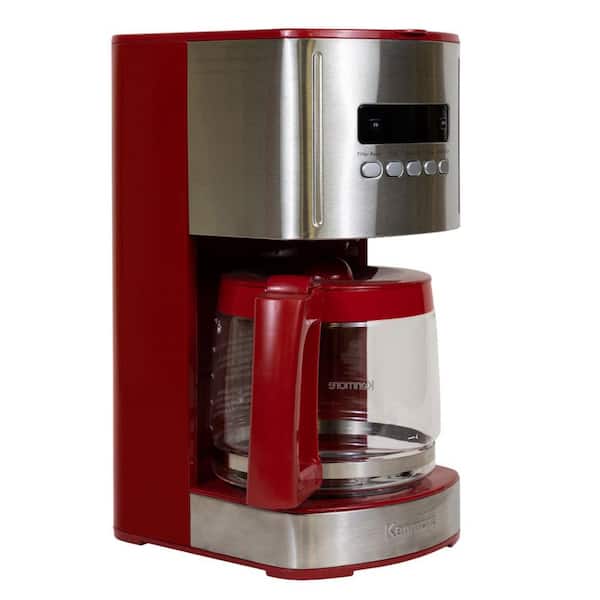 KENMORE 12-Cup Programmable Coffee Maker, Red and Stainless Steel, Reusable Filter