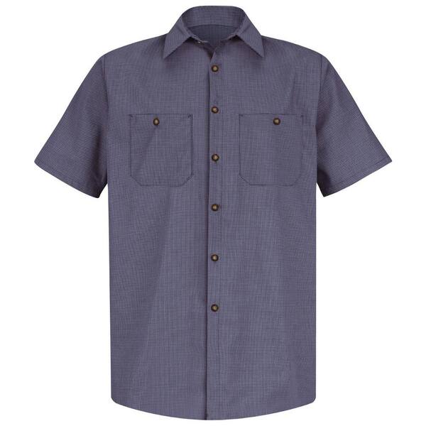 Red Kap Men's Long Sleeve Micro Check Work Shirt Blue/Charcoal 