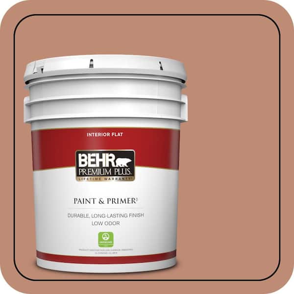 BEHR PREMIUM PLUS 5 gal. #230F-5 Suntan Glow Flat Low Odor Interior Paint & Primer