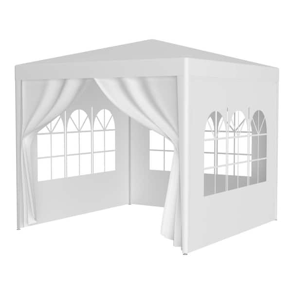 Zeus & Ruta 10 ft. x 10 ft. White Outdoor Pop Up Gazebo Canopy Tent with 4 Removable Walls for Outdoor Events, Barbecues and Camping