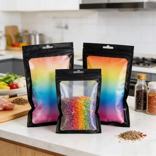 Airtight Aluminum and PE Mylar Resealable Bags, Rectangular Food Storage Bags with Clear Window (300-Pack)