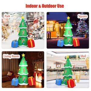 6 ft. Pre-lit LED Lights Christmas Tree with Gift Boxes Blow Up Christmas Inflatable with Zipper