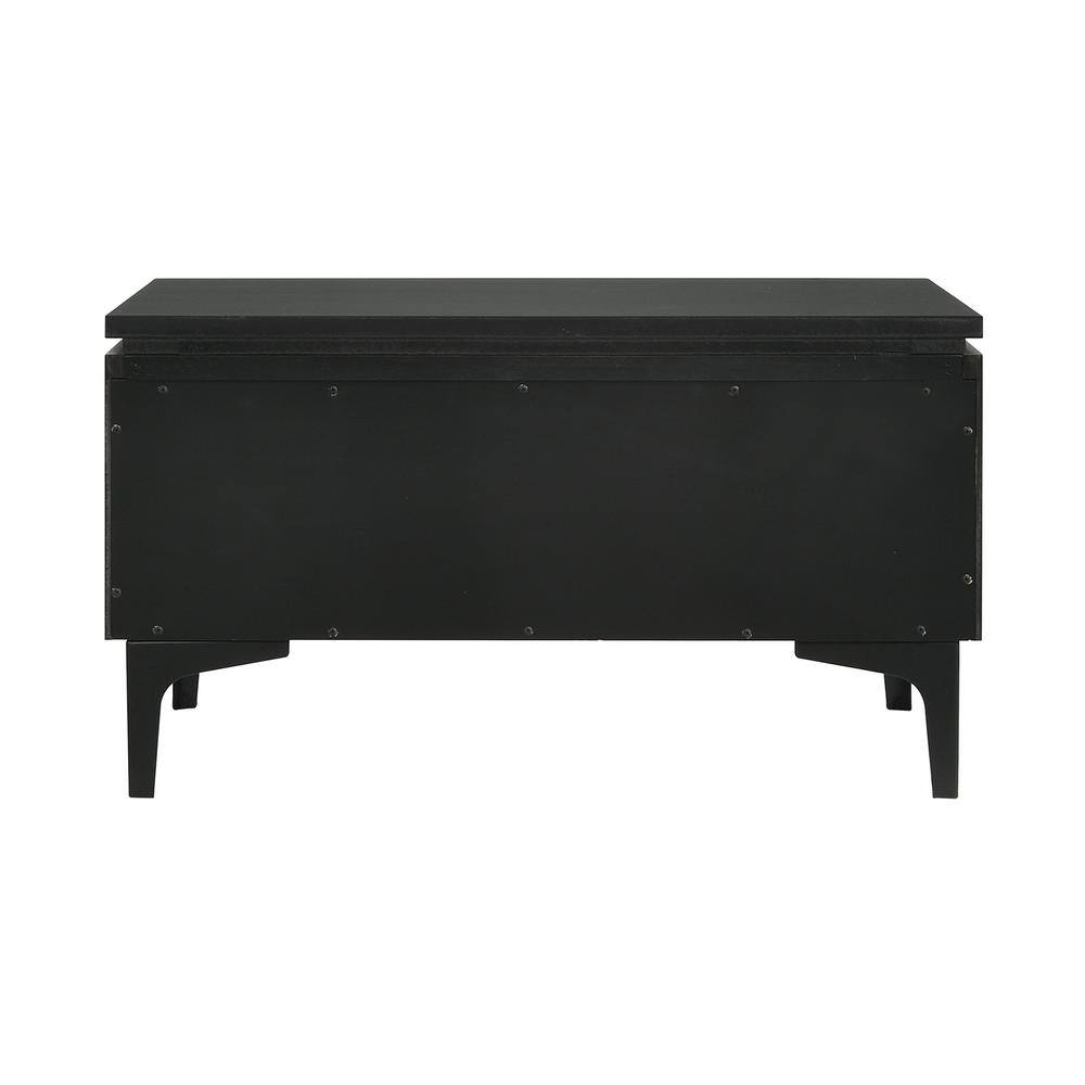 Transitional Black Ash Veneer 1-Drawer Nightstand with Metal Legs