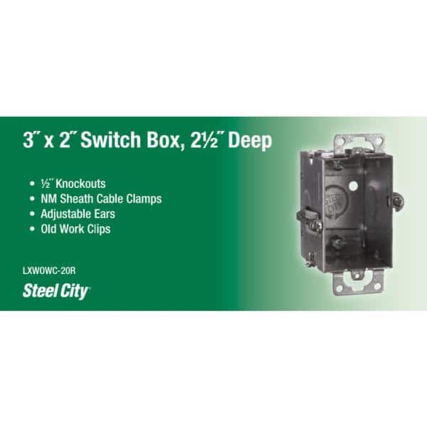 1-Gang 2-1/2 in. D Old Work Metal Electrical Box with NM Clamp (LXWOWC-20R)