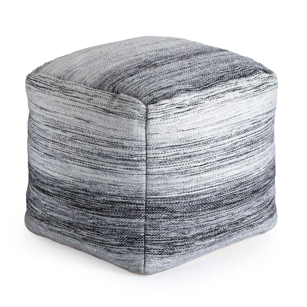 Anji Mountain Inverness 20 in. x 20 in. x 20 in. Black and Ivory Pouf