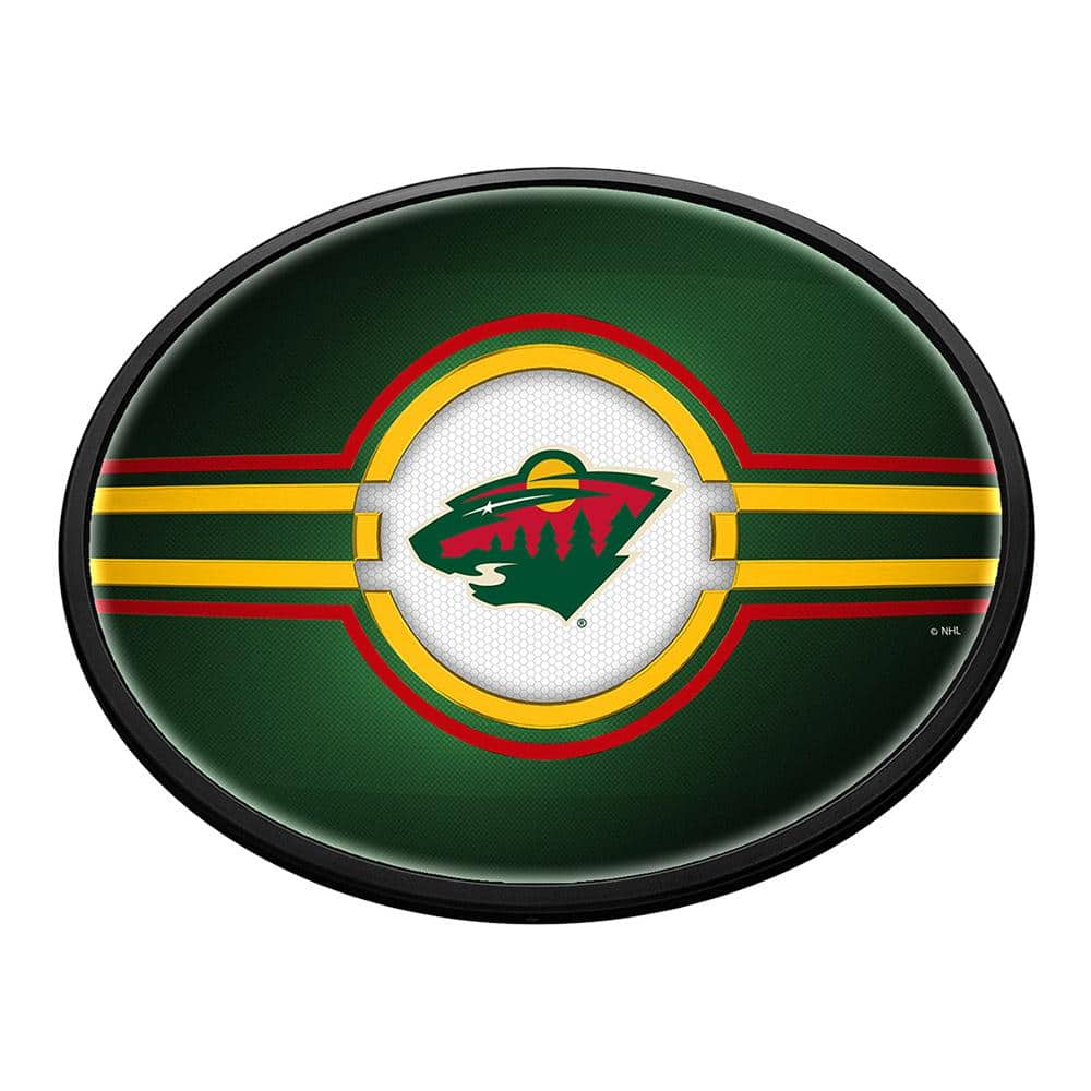 Minnesota Wild: Oval Slimline Lighted Wall Sign 18""L x 14""W x 2.5""D -  The Fan-Brand, NHMINN-140-01