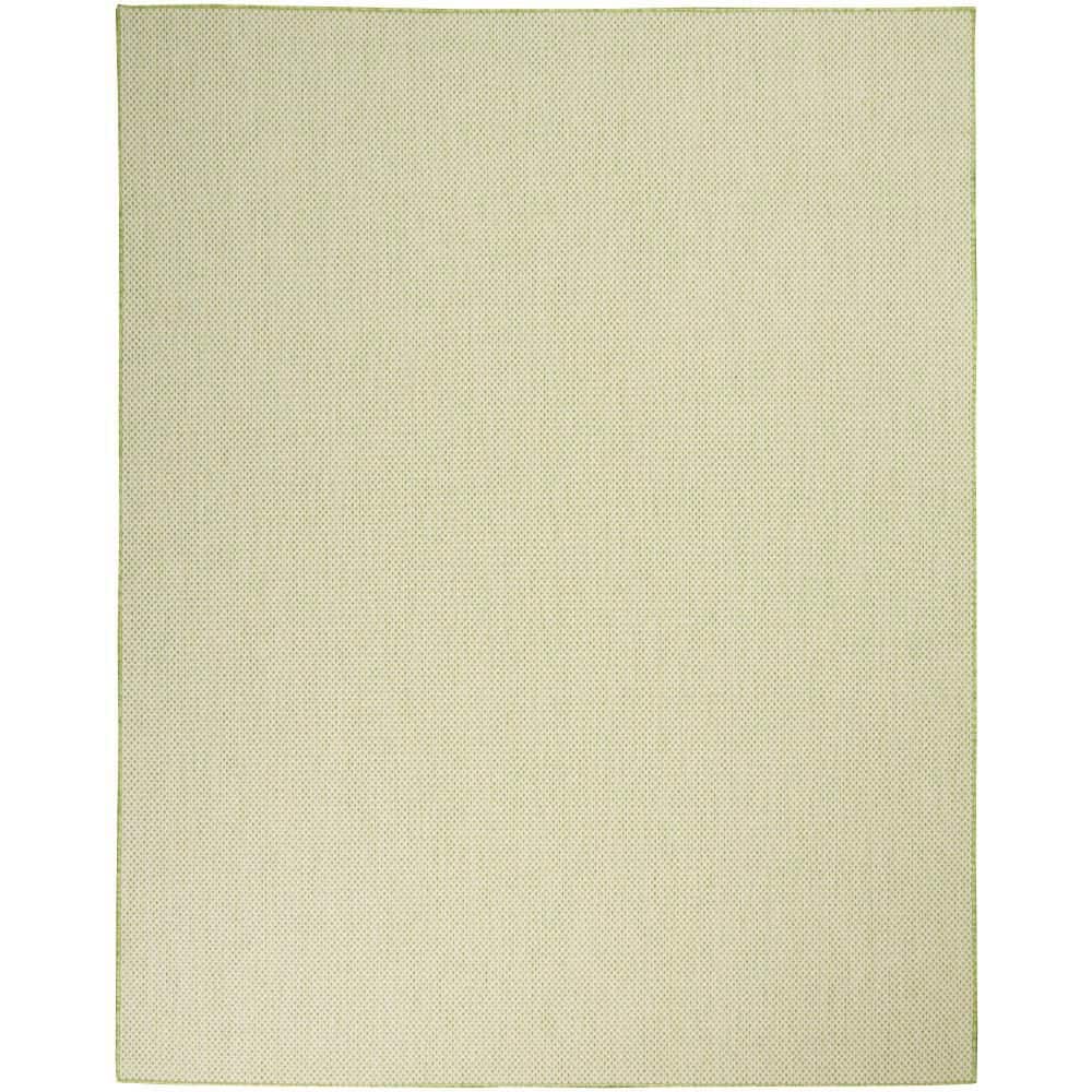 Courtyard Charm Ivory Green Geometric 8' x 10' Easy-Care Rug