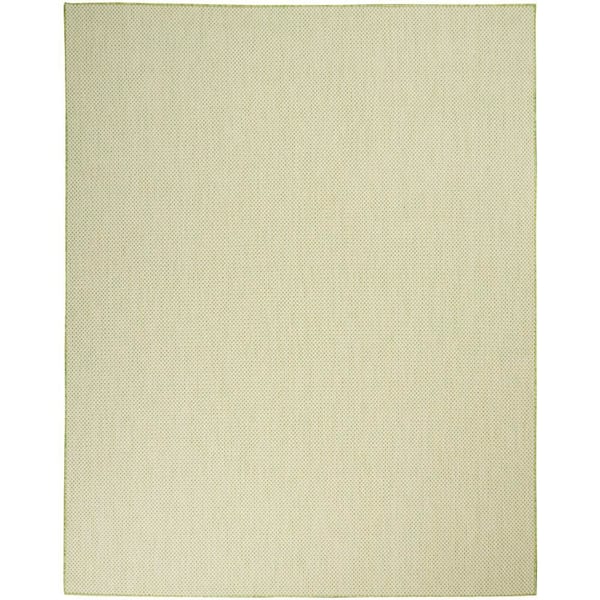Courtyard Ivory Green 8 ft. x 10 ft. Geometric Contemporary Indoor/Outdoor Patio Area Rug
